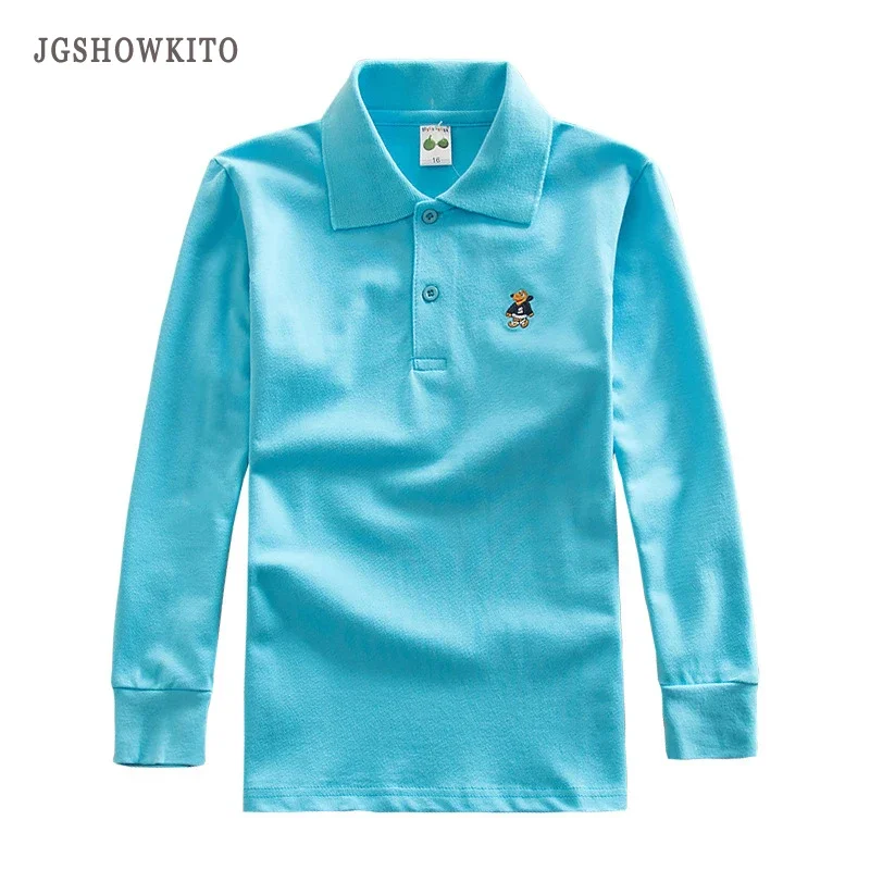 Little Kids Clothes Polo Shirts Outfits Cartoon Embroidery Autumn Boys Shirts Long Sleeve Polo Shirt Teenagers School Tops