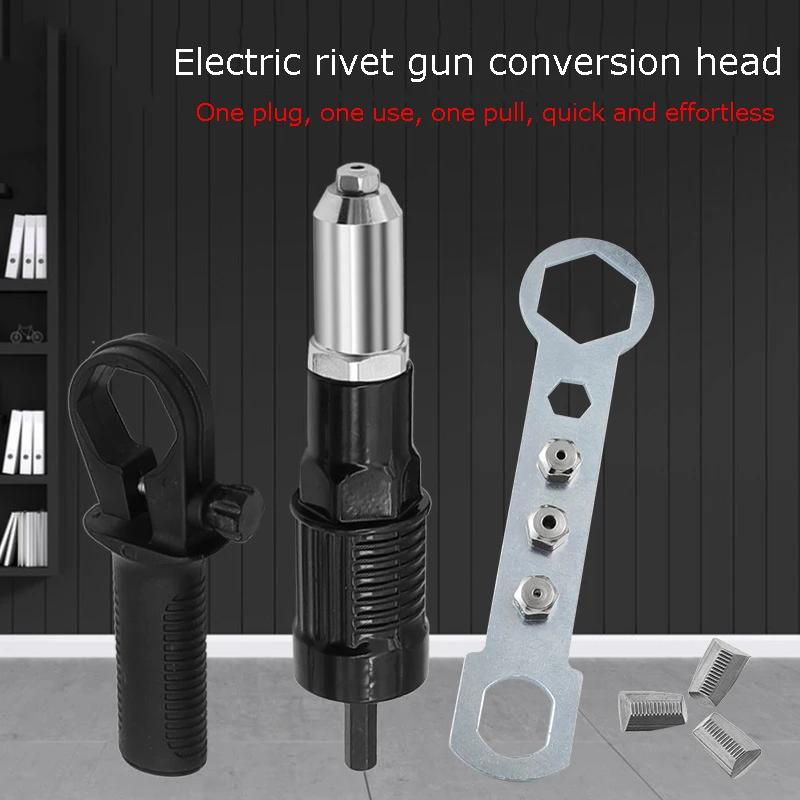 Hex Shaft Electric Drill Rivet Gun Adapter, Riveting Tool Conversion Connector, For 2.4mm 3.2mm 4.0mm 4.8mm Blind Rivets