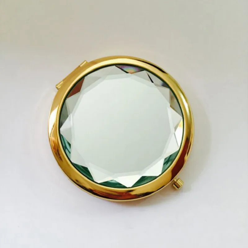 CX103 Luxury Crystal Makeup Mirror Portable Round Folded Compact Mirrors Gold Silver Pocket Mirror Making Up for Personalized