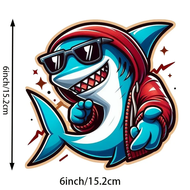 6-inch Trendy Shark Pattern Premium Waterproof Vinyl Stickers, Suitable for Cars, Laptops, Bottles Motorcycles Cup Stickers