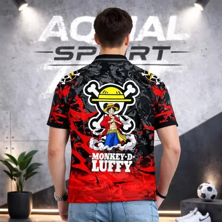 2026 New Japanese Anime One Piece Luffy Men's Stand Up Collar Breathable and Comfortable Outdoor Sports Football Jersey