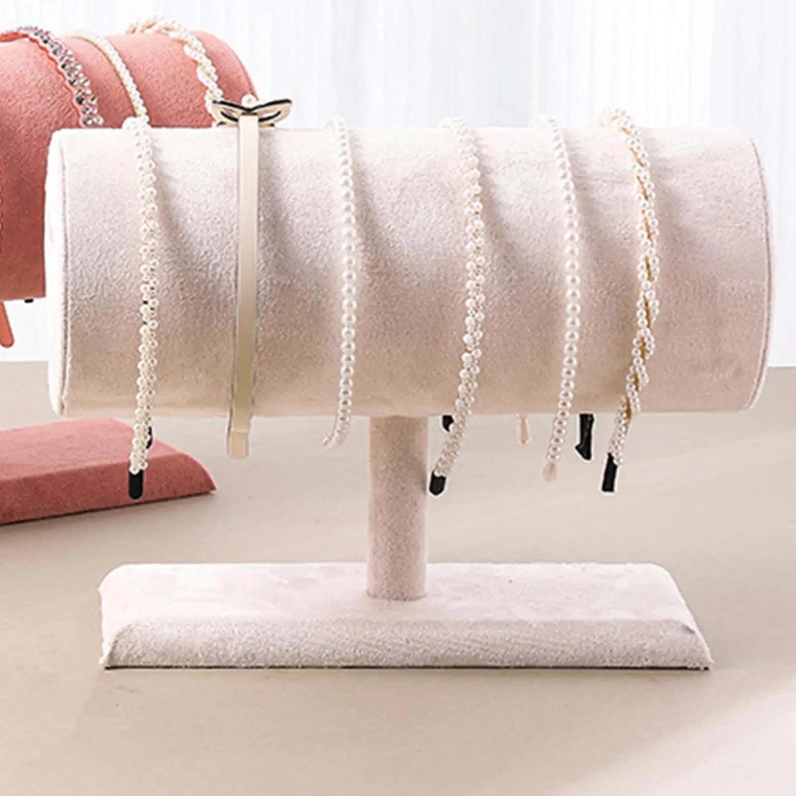 Headband Holder Organizer Velvet Display Stand T-Shaped Headband Storage Organizer For Bracelet Jewelry Necklace Hair