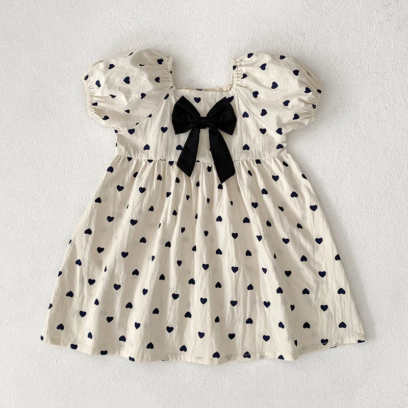 2026 Neues Frühlings-Schwesterkleid 2-6 Jahre Mädchen Partykleid Baumwolle Kinder Herzförmiges Kleid 0-24 Monate Baby Mädchen Kurzarm Bedruckter Strampler – Detail 4