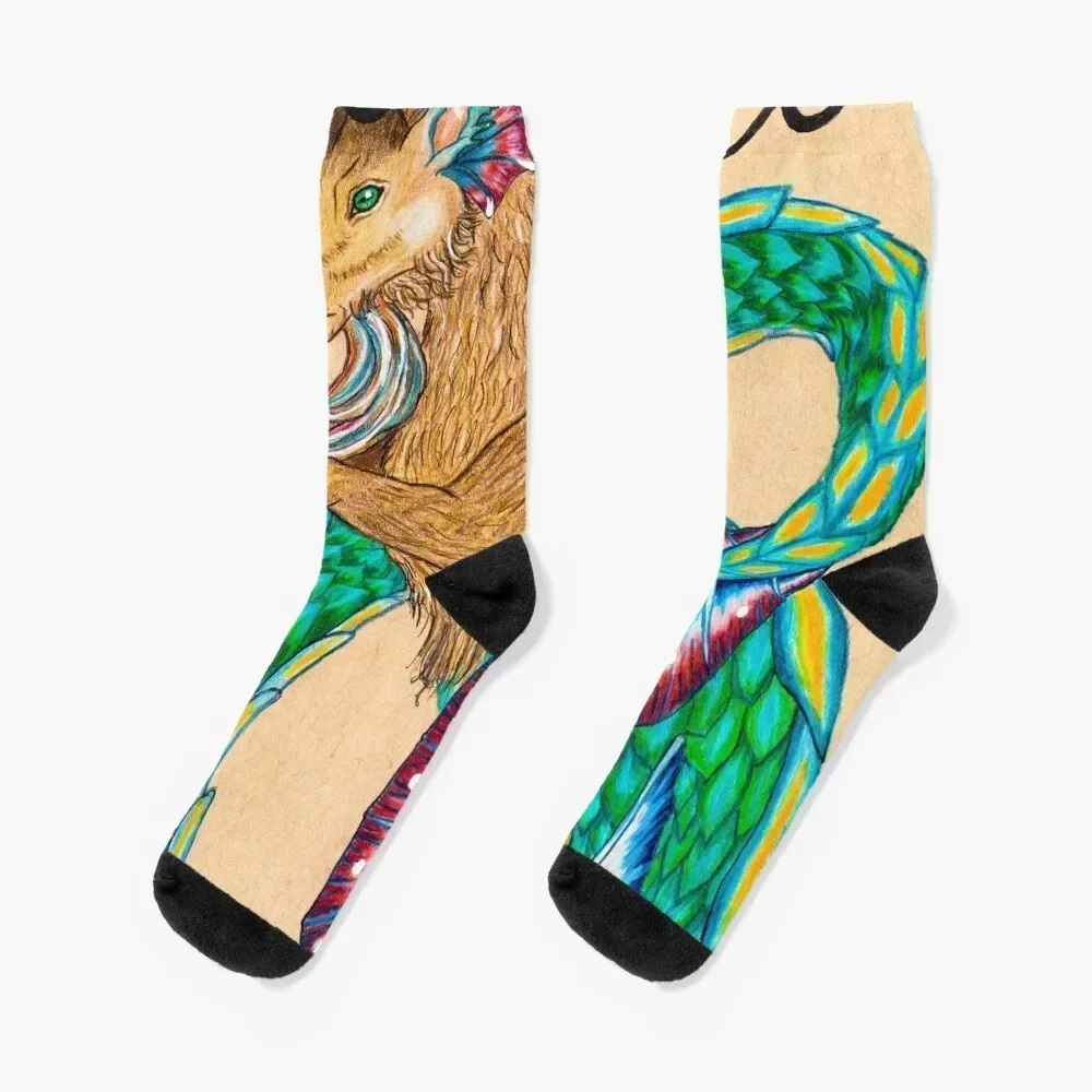 

Capricorn the Sea Goat Socks Toe sports snow Antiskid soccer with print Men's Socks Luxury Women's