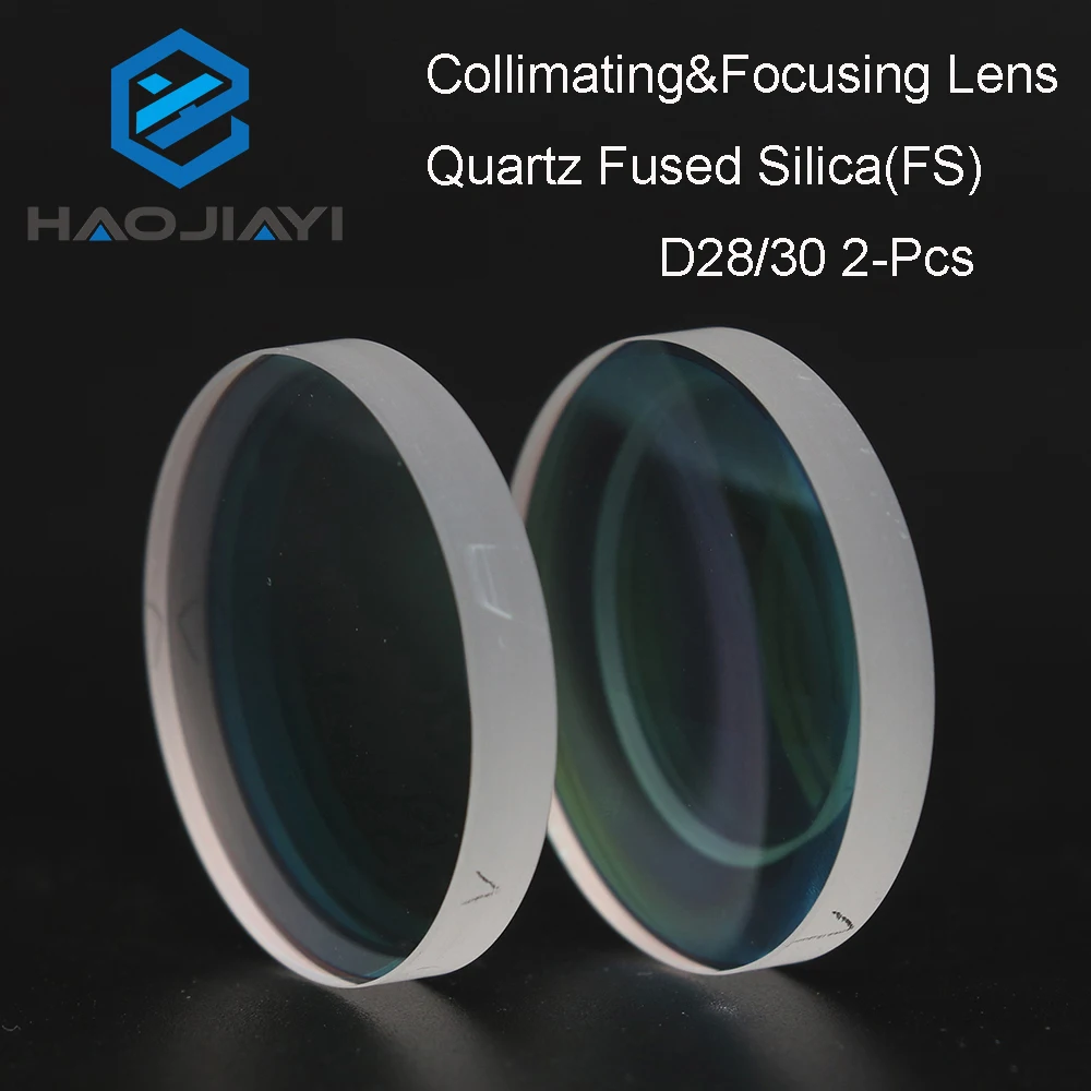 

HAOJIAYI 2pcs Fiber Laser Collimating Lens D28 30mm Quartz Focus Lens 1064nm For WSX Bodor BT240S Laser Cutting Machine