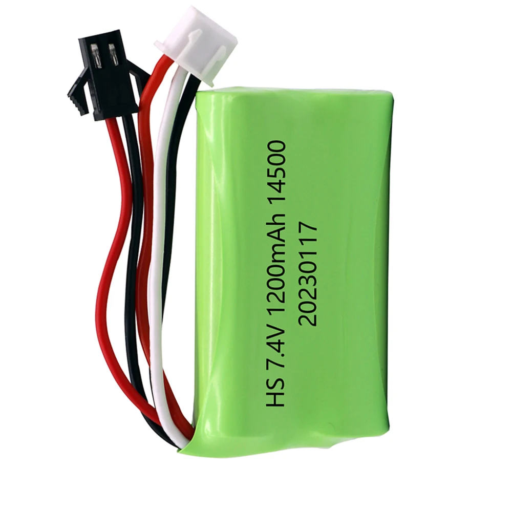 7.4V 1200mAh Li-ion Battery For MN45 WPL D12 D90 RC Car Boat Gun 7.4V Lipo Battery With Charger RC Car Accessories 14500 SM PLUG