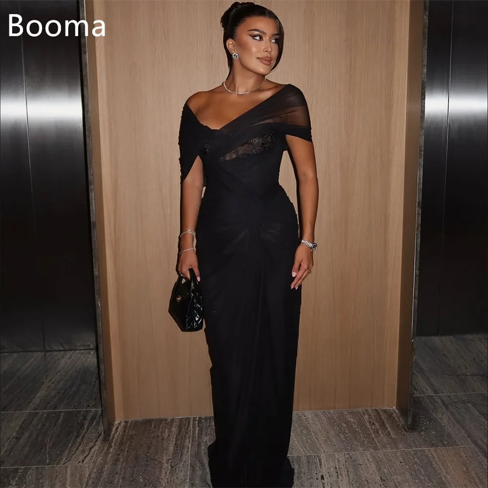 

Booma Sexy Mermaid Off The Shoulder Lace Black Dresses Formal Party Gowns for Women Pleat Simple Prom Gown Customize 2025