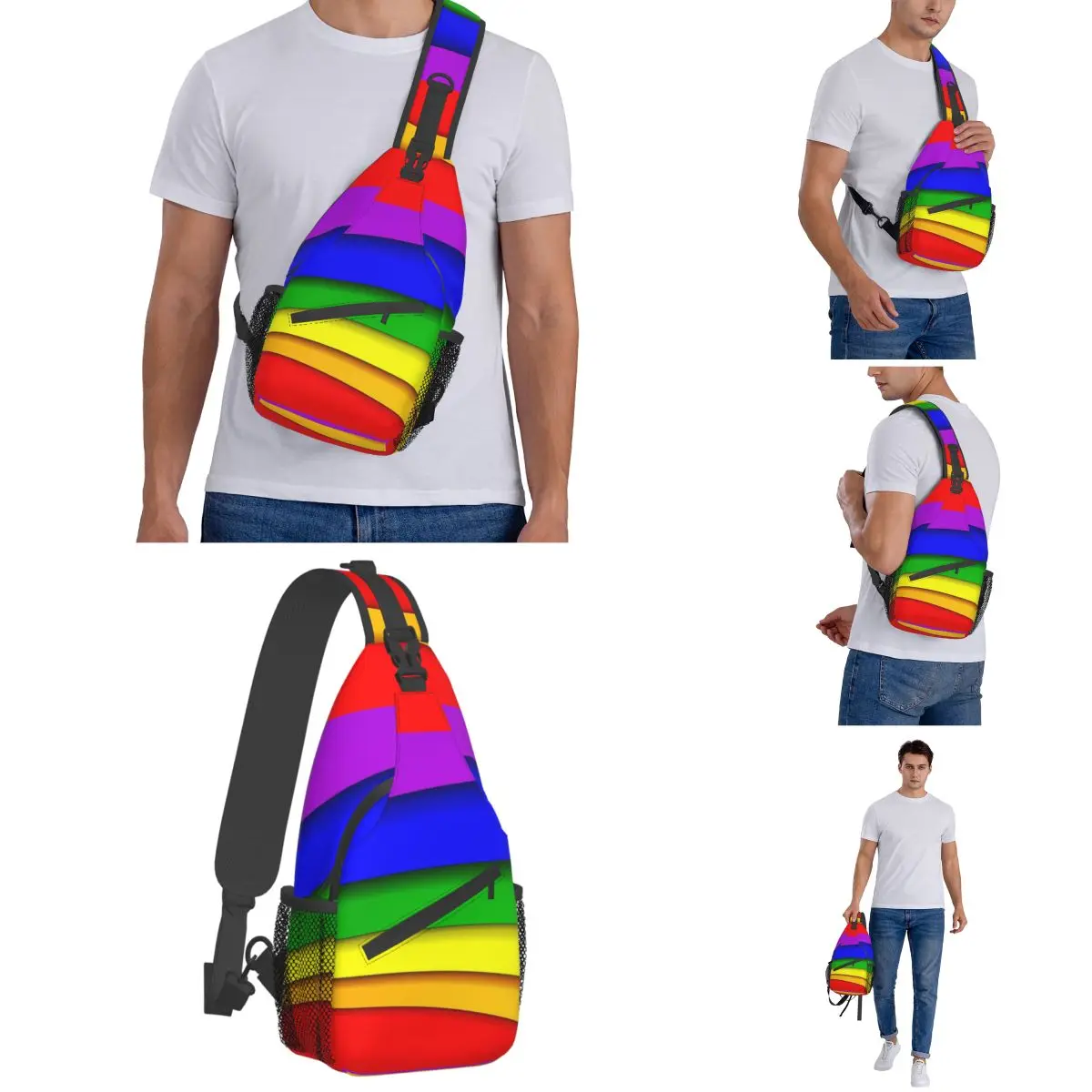 LGBT Sling Bags Chest Crossbody Shoulder Backpack Travel Hiking Daypacks Pride Rainbow Men Women Satchel