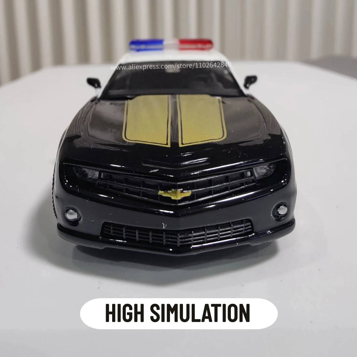 1:36 Chevrolet Camaro Police Car Model Replica Scale Metal Miniature Art Home Decor Hobby Lifestyle Xmas Kid Gift Toy Collection