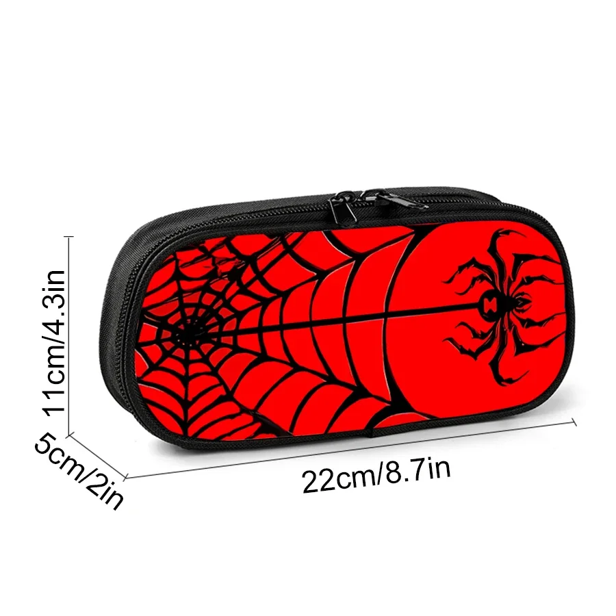 Black Spider Pattern Red Layered Pencil Case for Boy and Girls Best Gifts 2D Cartoon School Supplies for Children Pencil Bag