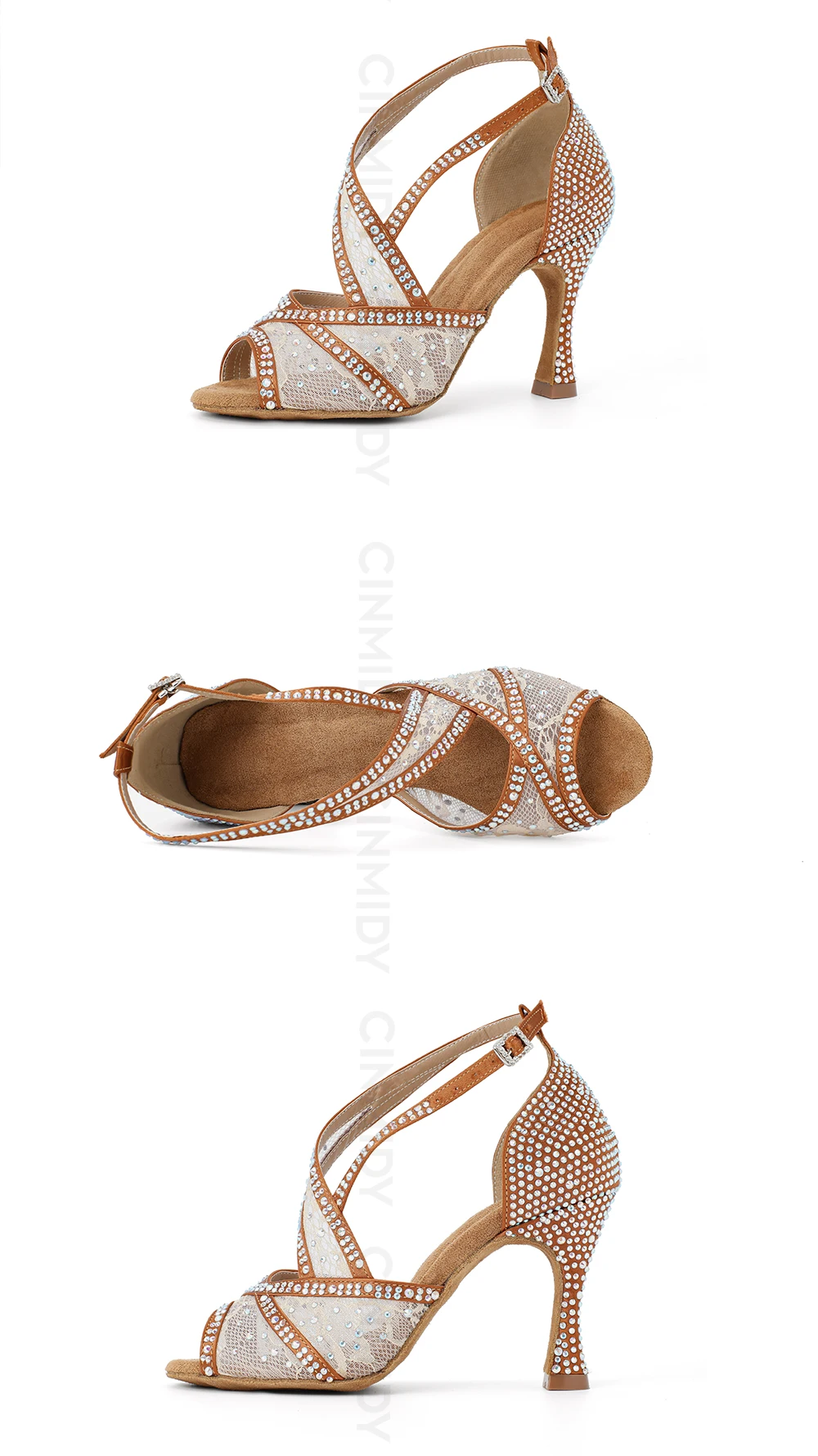 CINMIDY Rote Sohle Latein Tanzschuhe für Damen Tango Ballsaal Tanzschuhe Kubanischer Absatz Strass Hochzeitsschuhe Damensandalen – Detail 17