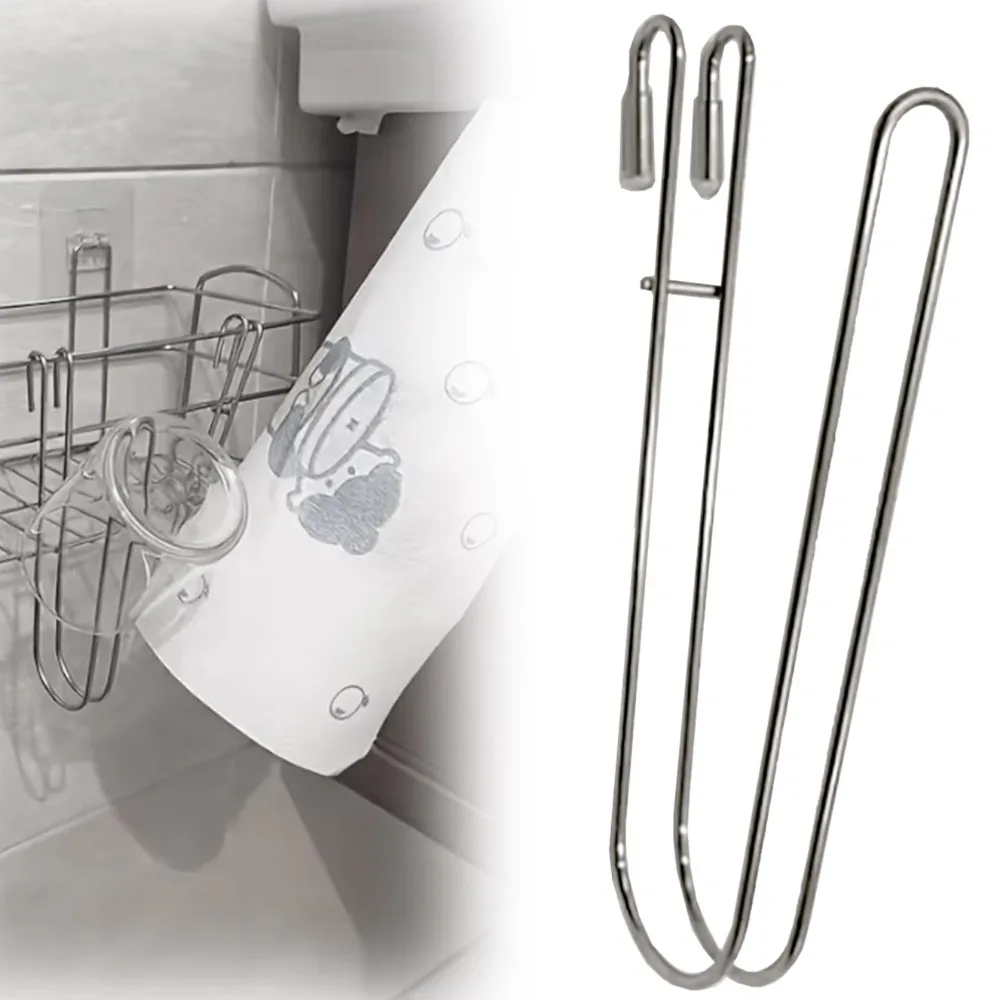 4PCS U Shape Hanging Cup Drying Hook Bold Stainless Steel Sink Side Bottle Draining Rack Wear-resistant Space Saving