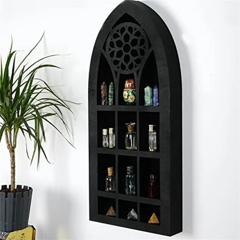 Gothic Boho Wall Mounted Floating Shelf Black