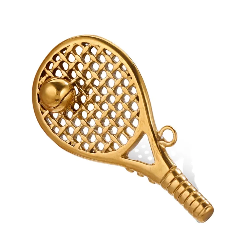 Trendy Creative Stainless Steel Tennis Racket Charms for Jewelry Making Necklace Key Chain DIY Material Sporty Style Accessories