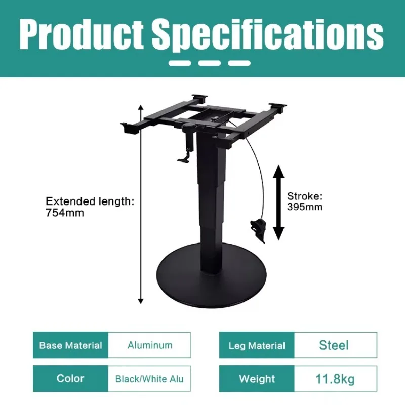 Pneumatic Adjustable Table Leg Lift RV Table Pedestal Telescopic Table Leg Aluminum Alloy Base for Campervan Marine