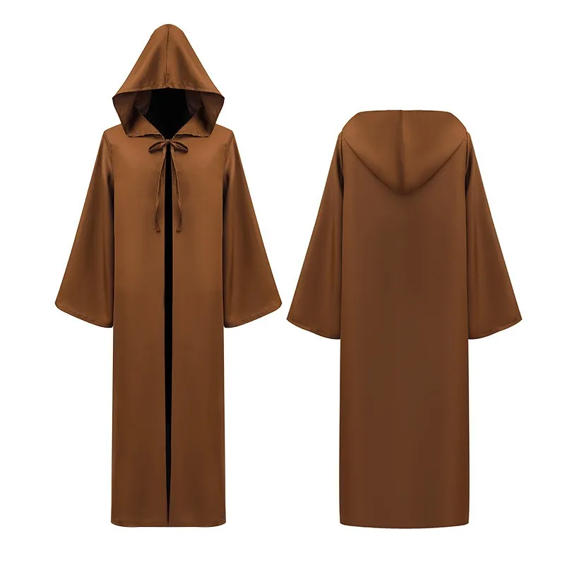 Monge com capuz vestes capa frade medieval renascentista sacerdote adulto cosplay traje halloween feiticeiro manto cosplay traje - Image 3