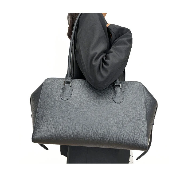 Donna-in Top Layer Cow Leather Top Handle Handbag Genuine Full Grained Calfskin Large Capacity Shoulder Bag for Women Work Tote — zdjęcie 3