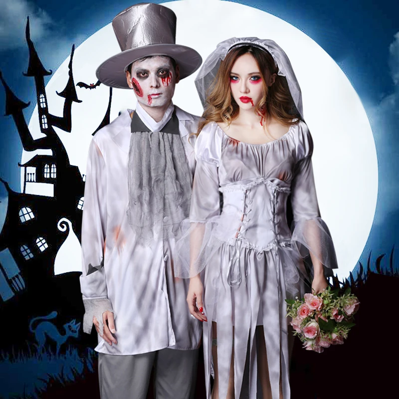 loween Zombie Coppia Costume Matrimonio om E Sposa Role-plang Outfit Formato adulto Fibra di poliestere 00% Tradizionale Cina...