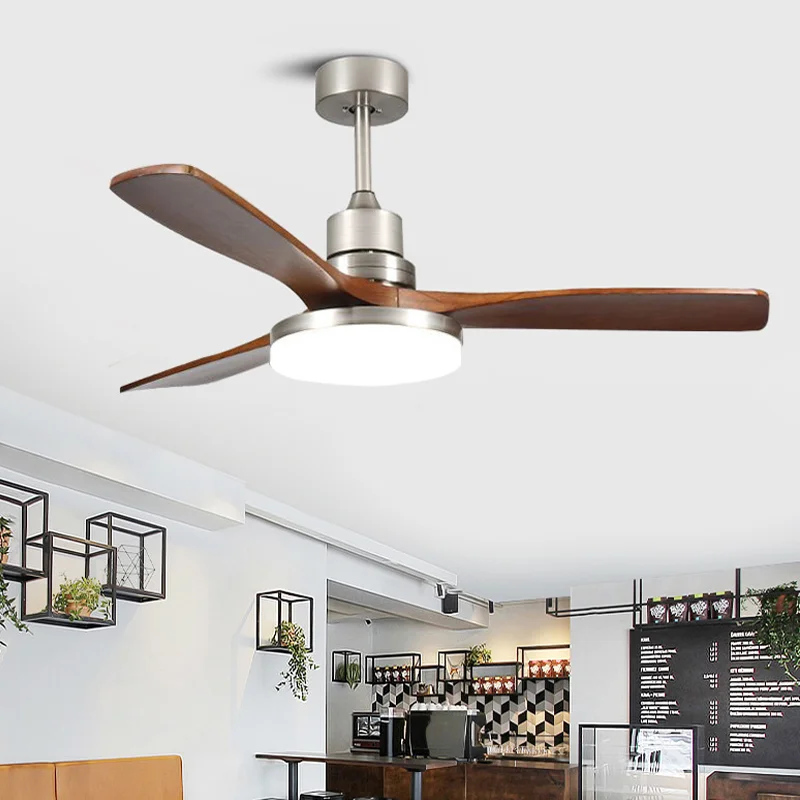 52'' Ceiling Fan Solid Wood 6 Speed DC Motor Ceiling Fan with Big Light Remote Control Indoor Outdoor Ceiling Fan For Bedroom