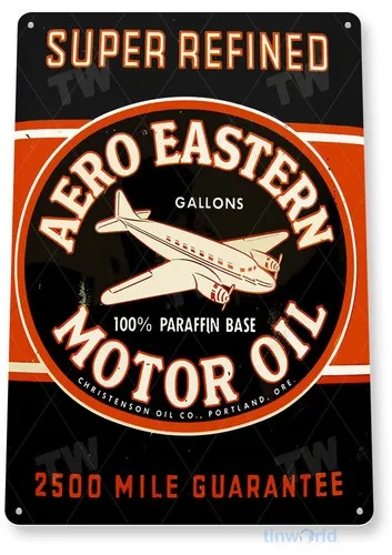 TIN SIGN Aero Eastern Oil Sign, Aviation Gas Oil, Hangar, FBO, Garage, A005 --Tin Sign