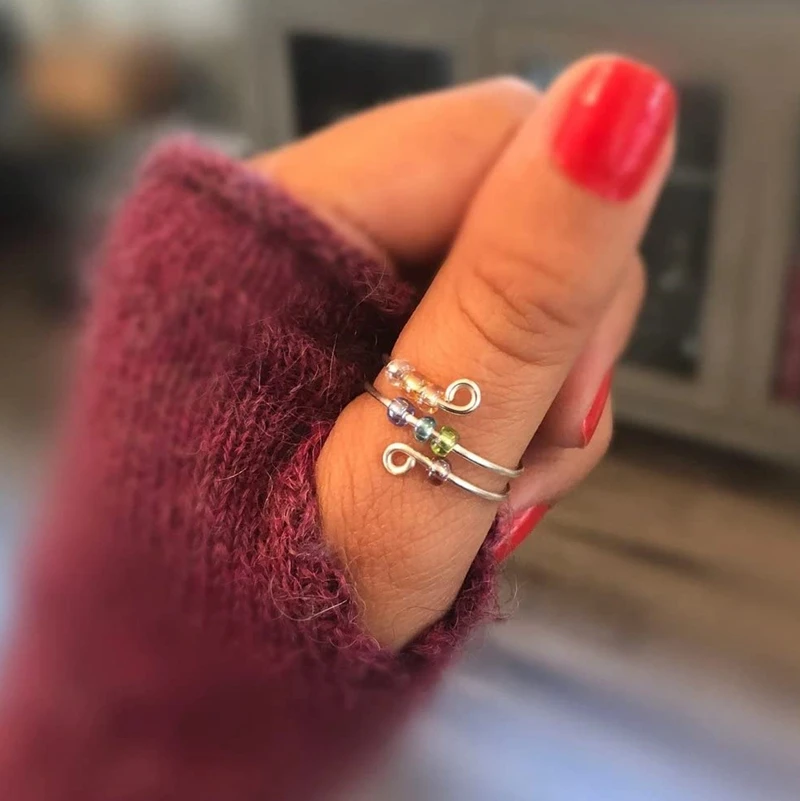 Лучшие предложения избавьтесь от беспокойства Радужное кольцо, регулируемое кольцо для беспокойства для дочери, кольцо со стандартным кольцом