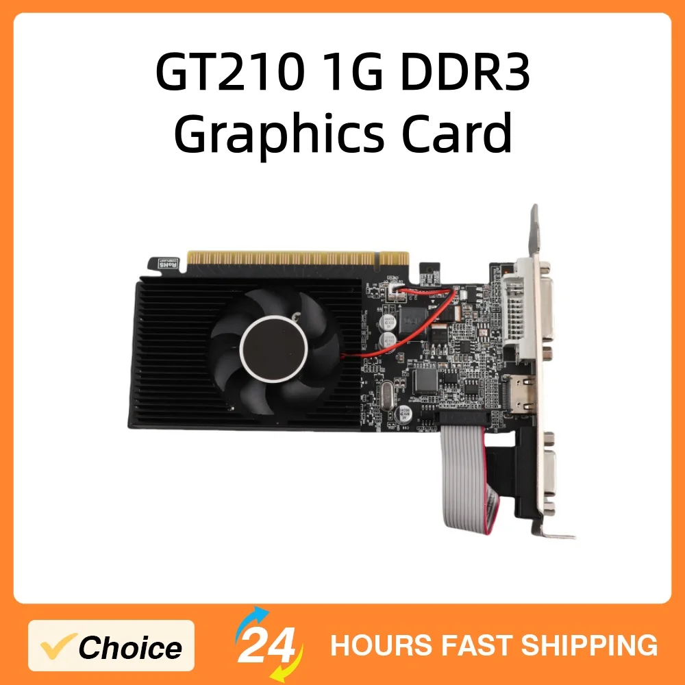 GT210 1G DDR3 GPU Graphics Card Multimedia Game Graphics Card with Cooling Fan for Desktop PC Support DirectX10.1 HD VGA DVI