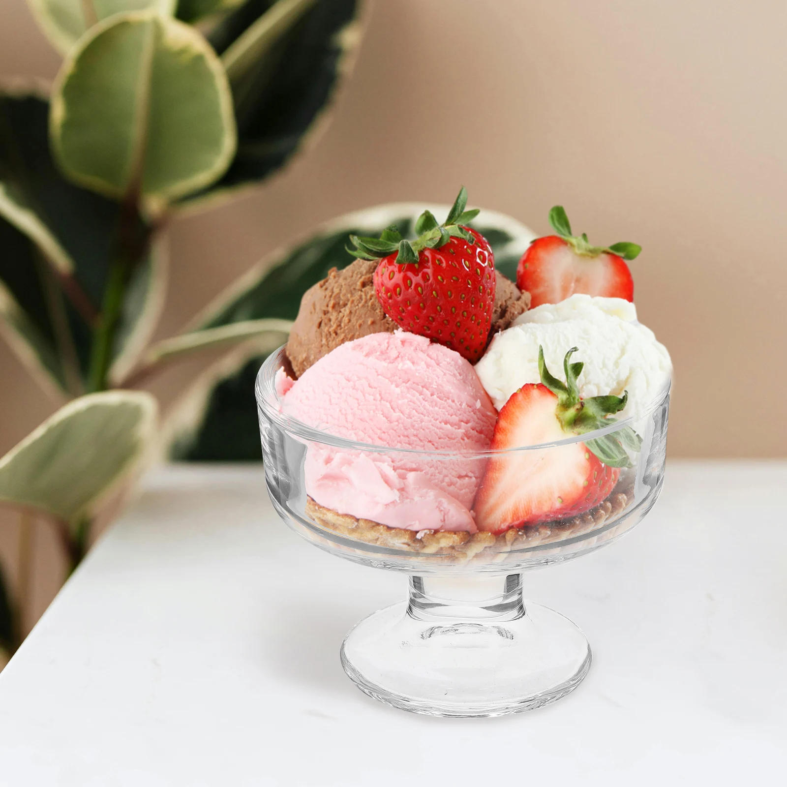 وعاء آيس كريم زجاجي 12 أونصة كوب حلوى عتيق الطراز عالي الوضوح وعاء تقديم قابل لإعادة الاستخدام لزبادي الفاكهة