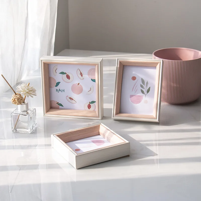 4/6/7/8/10 inch square photo frame Nordic photo frame table plastic photo frame bedroom living room wedding wash photo frame