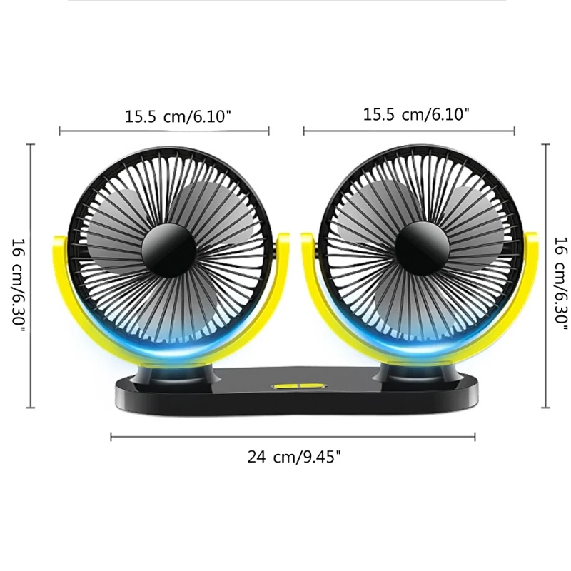 Автомобильный воздушный вентилятор с двойной головкой, электрический вентилятор для приборной панели, внедорожника, автофургона,