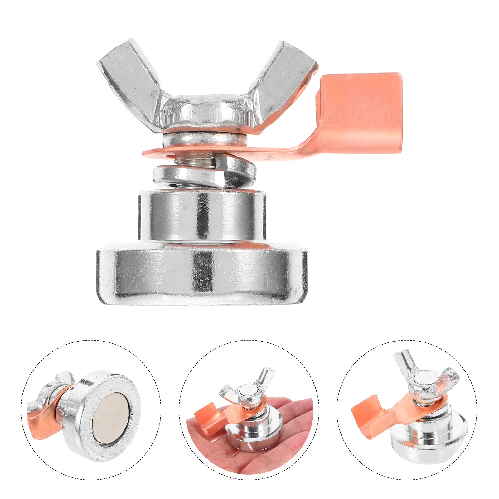 

Welding Ground Clamp Silver Magnetic Head Bonding Clip for Metal Rods Posts Railings Earth Wire Stable Grounding Easy Attachment