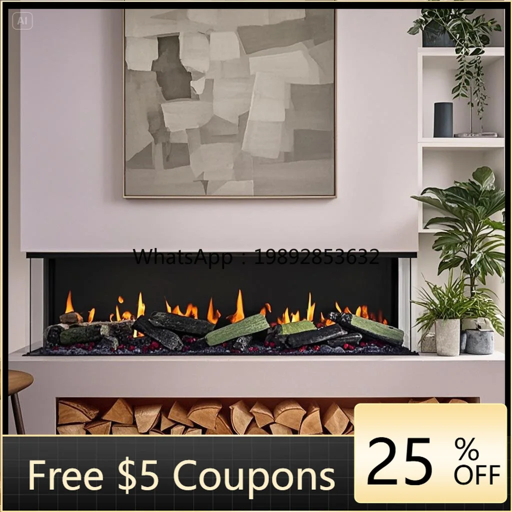 1LYY Holographic Fireplace LCD Liquid Crystal Display Fireplace Simulation Charcoal Projection 3D Home Decoration European Style