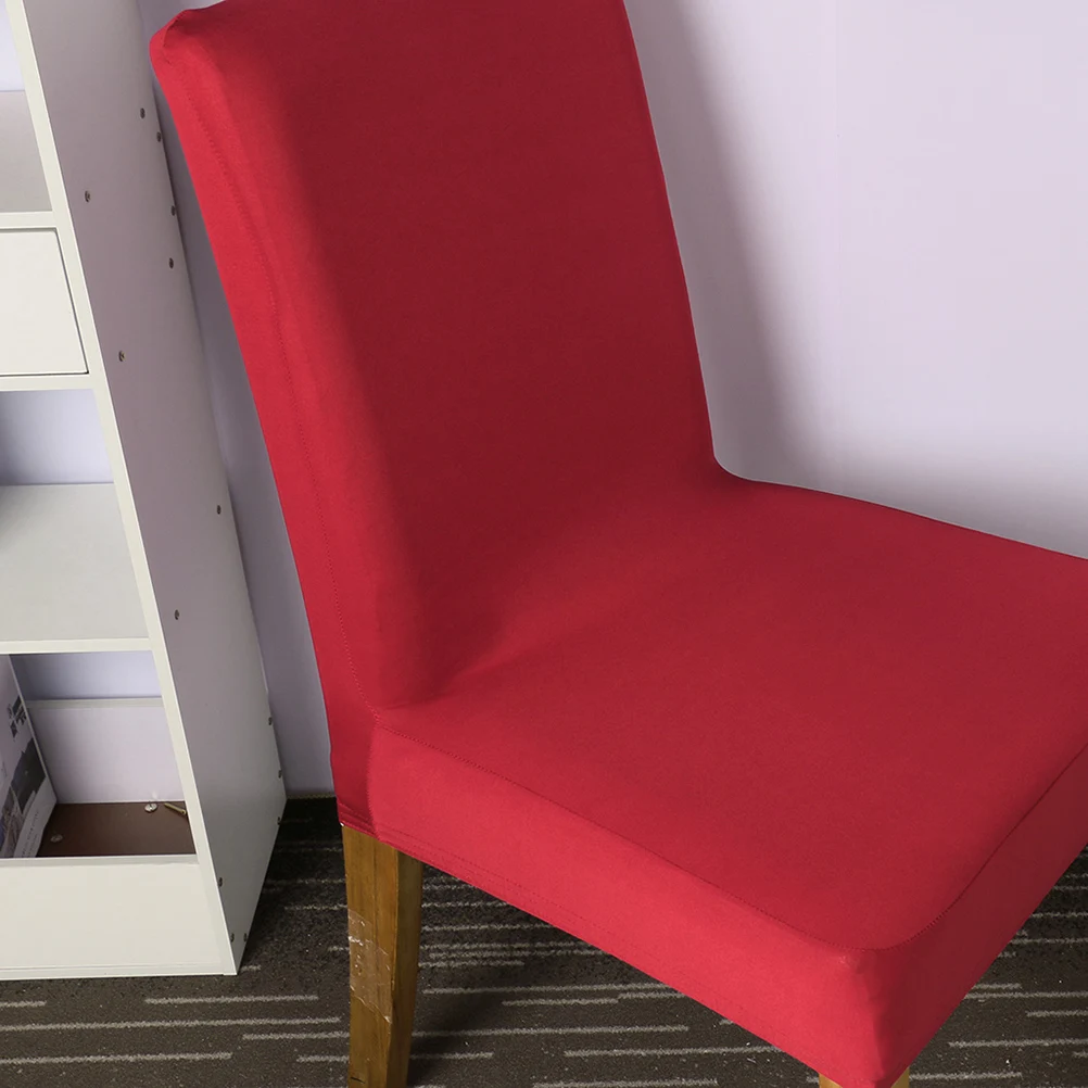 

Chair Cover Stretch Slipcover Milk Silk Protector Dining Case Red Removable Banquet Waterproof Easy Clean Wrinkle Resistant