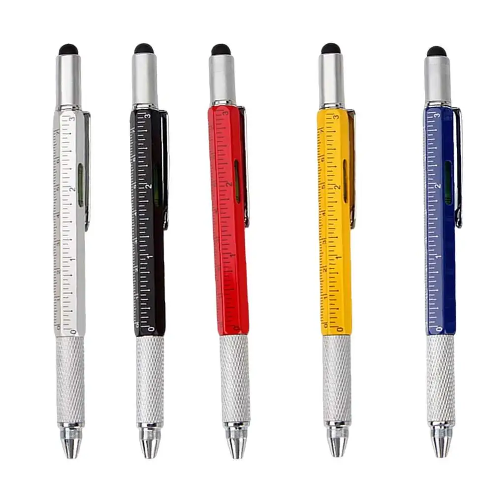 Touch Pen Multitool with Ballpoint Metallic Finish Ruler and Screwdriver for Office School and Gift Occasions