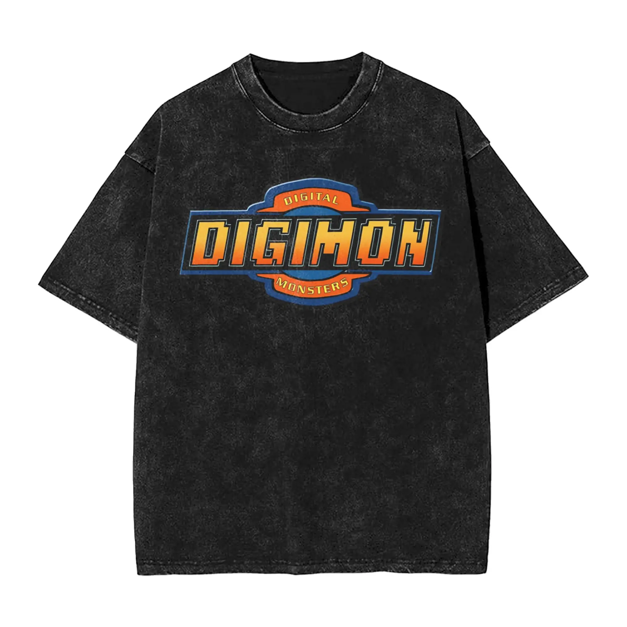 

Digital Monster Digimon T Shirt Hip Hop Washed Short Sleeve Oversize T-Shirt Vintage for Men Women Streetwear Summer Tees