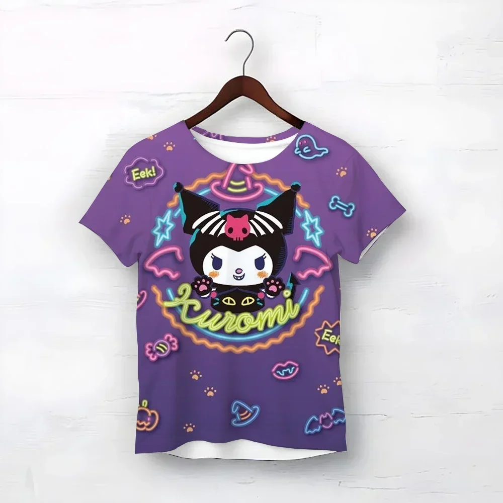 

Sanrio Kuromi 3D принт спортивная быстросохнущая дышащая футболка Harajuku аниме для взрослых и детей одежда для родителей и детей топ с короткими рукавами для мальчиков и девочек