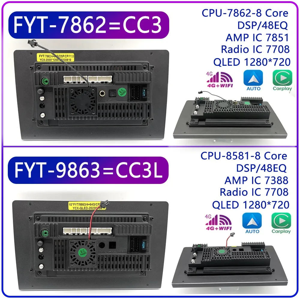 Fyt 7862 9863 CC3 CC2 2din carro android rádio multimídia player 9