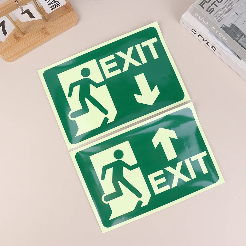 Hot Glow In Dark Exit Signs Luminous Security Stickers Wall Safety Adhesive Fire Evacuation Directional Night Visibility Signage