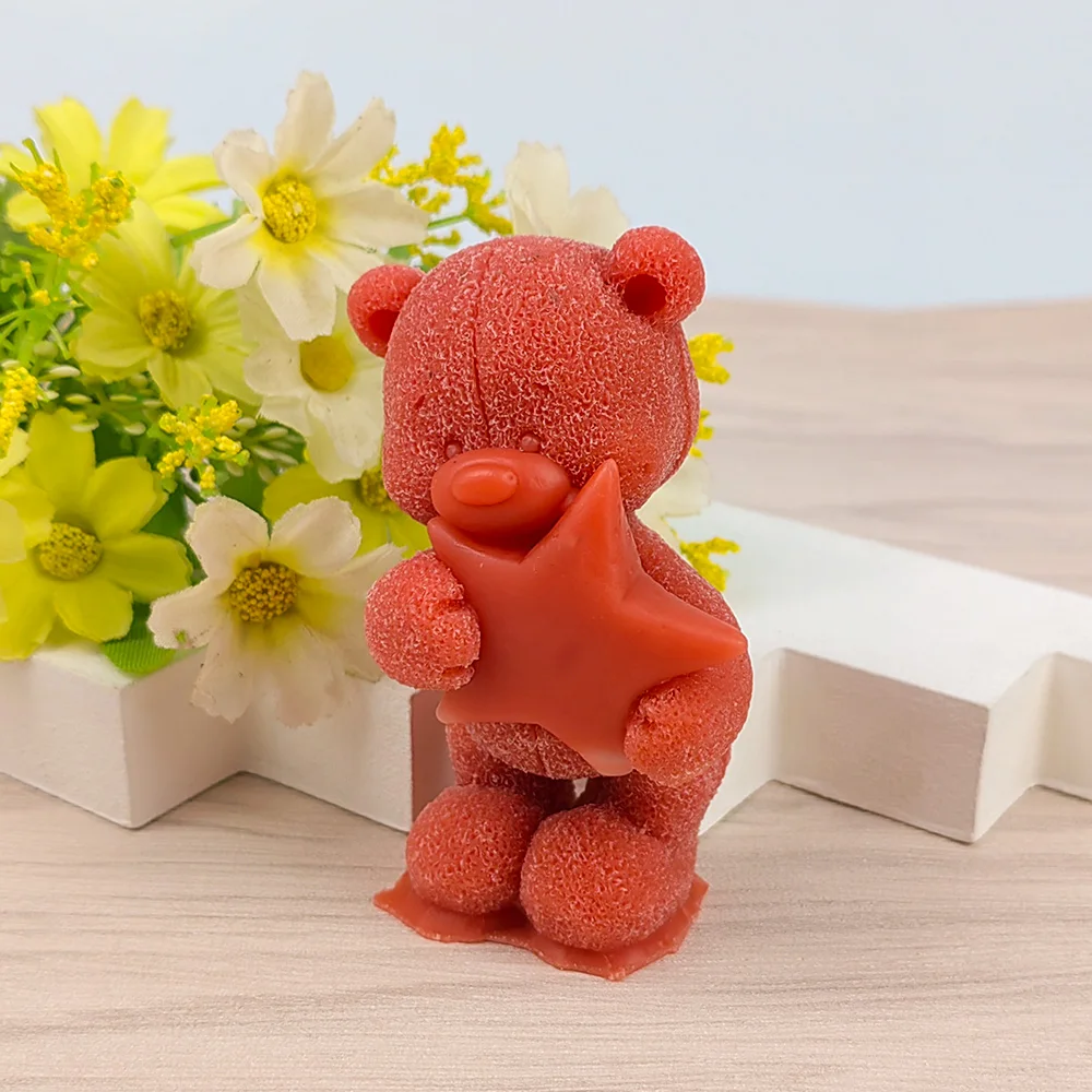 

DW0489 PRZY Bear Holding Stars Moulds Silicone Wedding Birthday Soap Molds 3D Animal Candle Mold Clay Resin Moulds