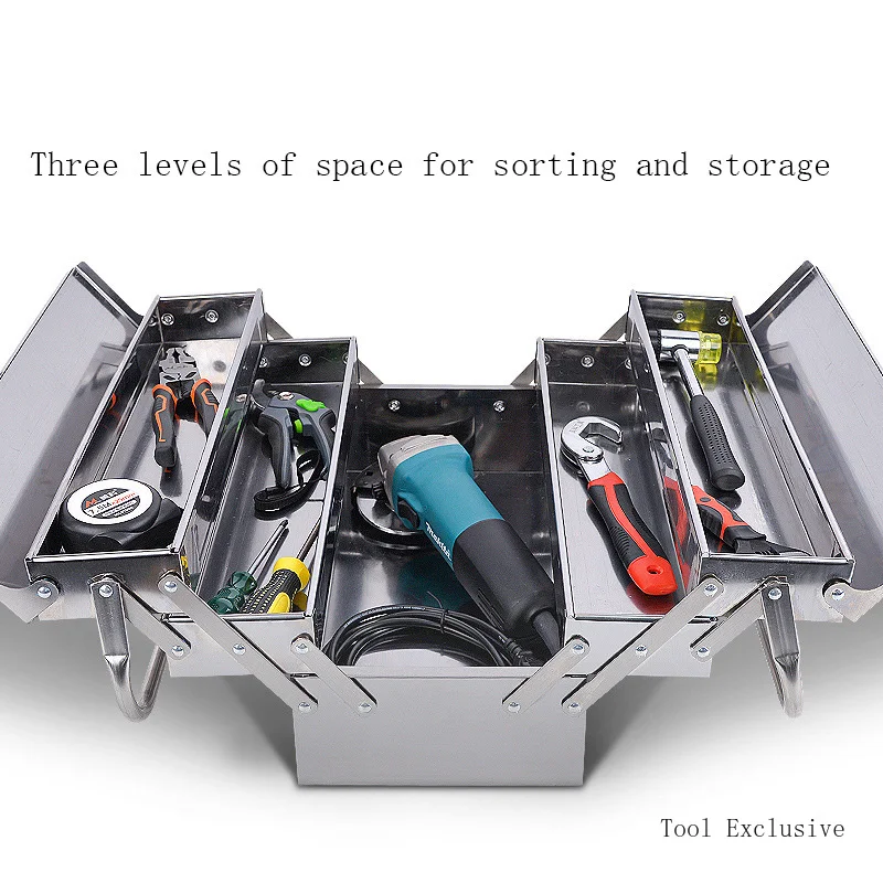 Household Tools Storage Box Stainless Steel Toolbox Garage Storage Box Storage Professional  Folding Box Hand In Hand Carry Box