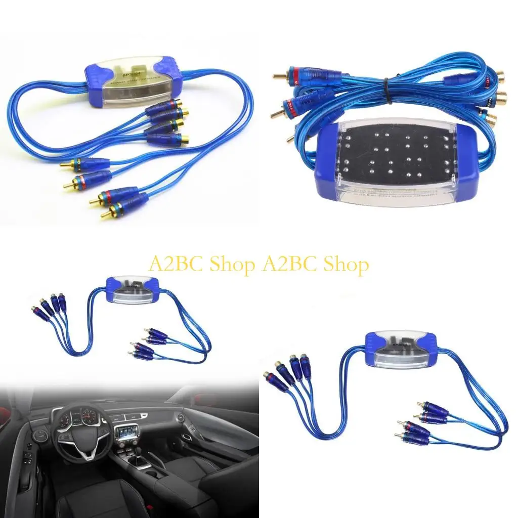 A2BC Home Stereo System Universal 12V Line Noise Sound 4 Channel RCA Ground Loop Isolator Noise Filters Car