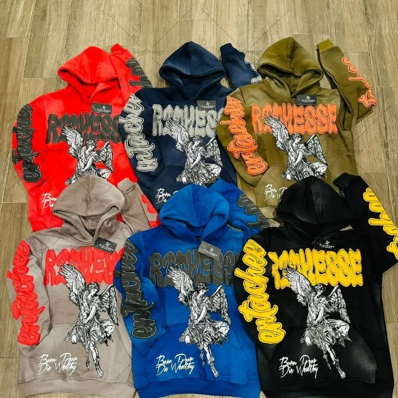 Hoodie grafis model Punk, Hoodie kasual Hip-hop, Hoodie grafis, motif huruf, warna-warni, Harajuku Amerika, Sweatshirt ukuran besar, gaya Punk Rock Retro, untuk pria