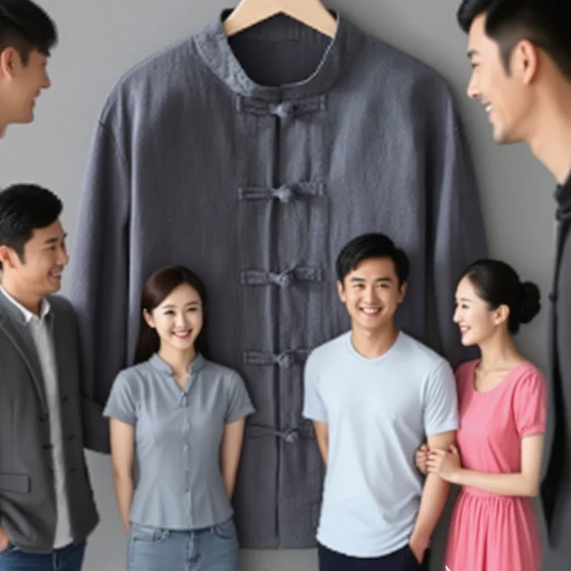 

Chinese Style Men's Cotton Linen Shirt Vintage Trendy Spring Autumn New Chinese Linen Long Sleeve Casual Shirt