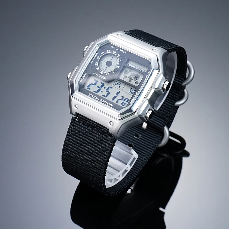 النايلون حزام الساعات ل كاسيو AE1200 AE1300 A158W/A168 W-216H W-218 F-91 حزام ساعة اليد خمر 18 مللي متر الرجال العسكرية نمط سوار #5