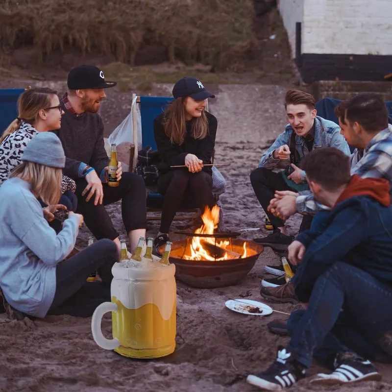 Summer Pool Party Inflatable Toys Simulation Floating PVC Beer Ice Bar Portable Water Beverage Inflatable Water Toys Ice Tray