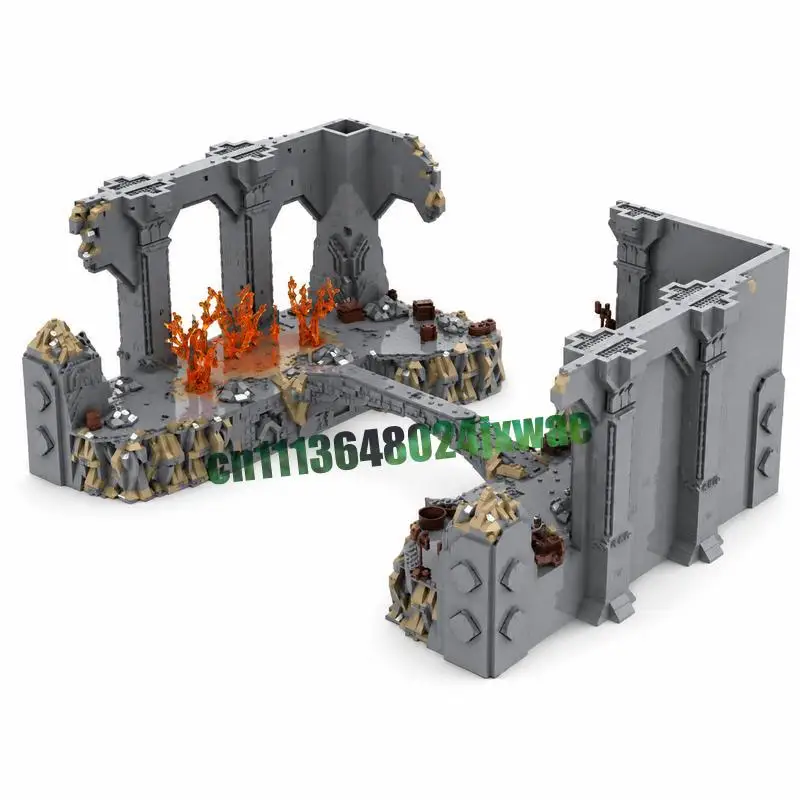 5508PCS Moria Bridge Stone Castle Scene Building Blocks MOC Model Creative Architecture DIY Assembly Puzzle Toy Collection Gifts