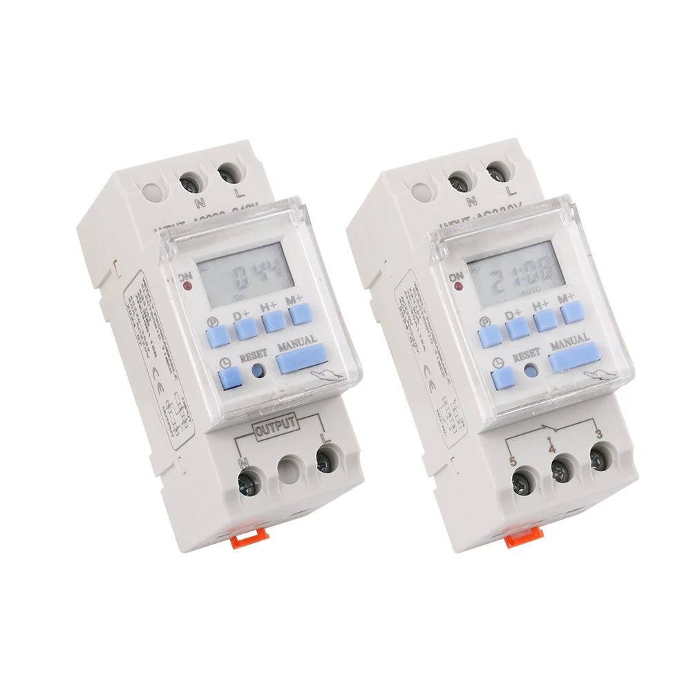 Imagem -03 - Dias Trilho Din Lcd Semanal Programável Interruptor de Temporizador Eletrônico 1no1nc 220vac 12v24vdc 18on Off Relé de Tempo 1pc Ahc30a Ahc30b 40a