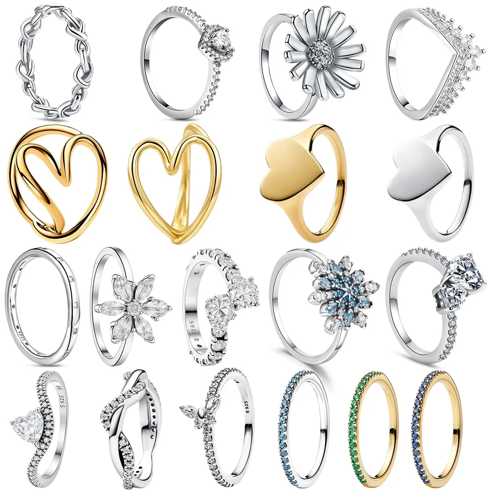 925 Sterling Silver Original Ring Arrow Zircon Wings Love Classic Design DIY Stacking Women Jewelry Fashion Party Gift Hot Sale