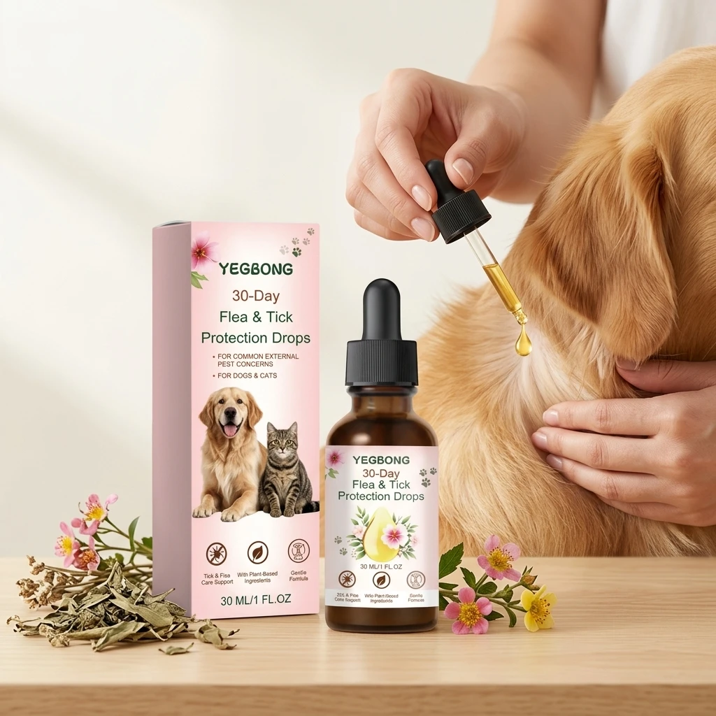 Pet Insect Repellent Drop Repel Fleas & Ticks Relieve Skin Itching Long-Lasting Protection Refreshing Pet Coat Grooming Supplies