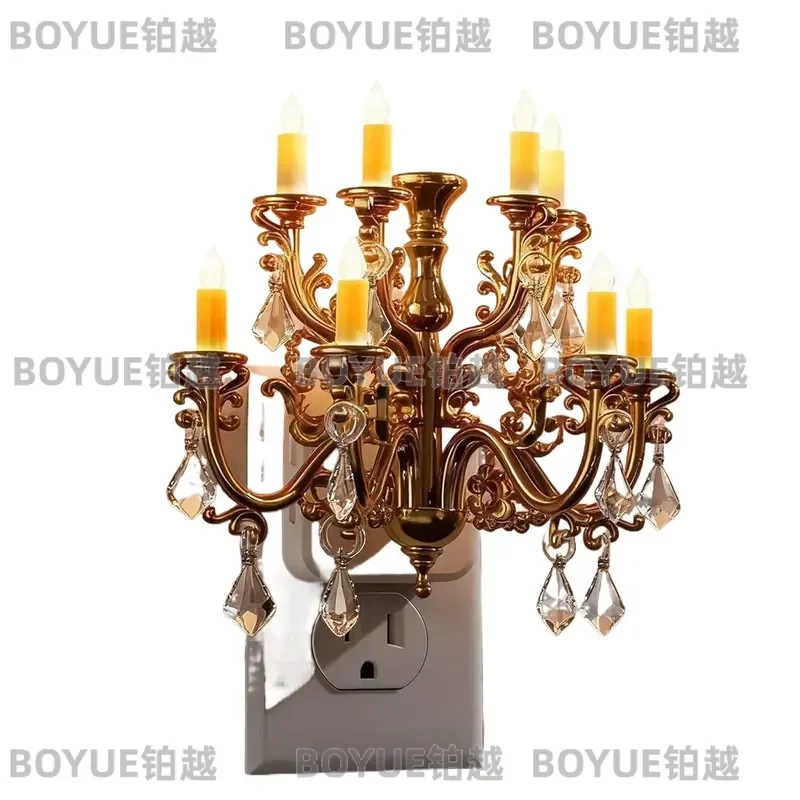 Dimmable Flame Night Light Plug in Wall Lamp Warm White Chandelier Style Rotatable Socket Decorative Lighting for Christmas