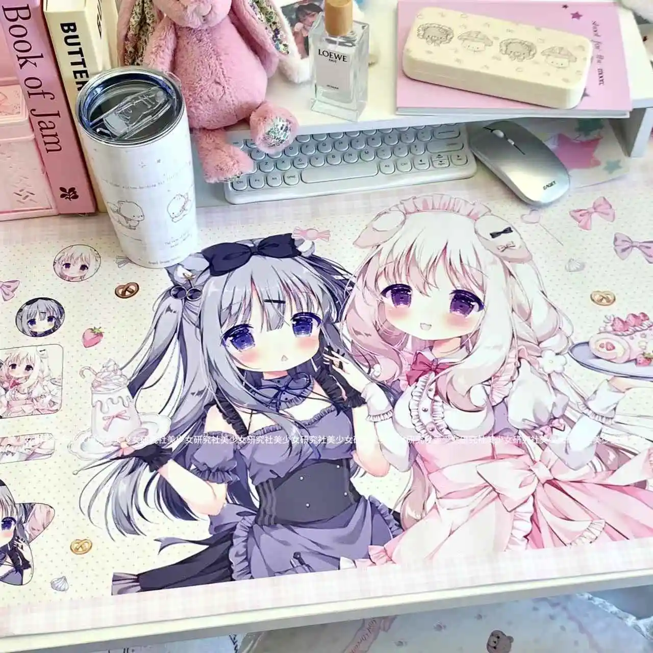 Large Mouse Pad Leather Cartoon Waterproof Non-slip Office Learning Computer Desk Pads Secondary Anime Cute Girl Keyboard Pad